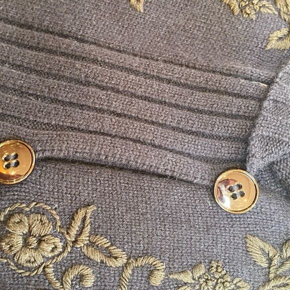 sonia BOGNER Navy blue overlay embroidery long après-ski cardigan -size 8 - Picture 9 of 12